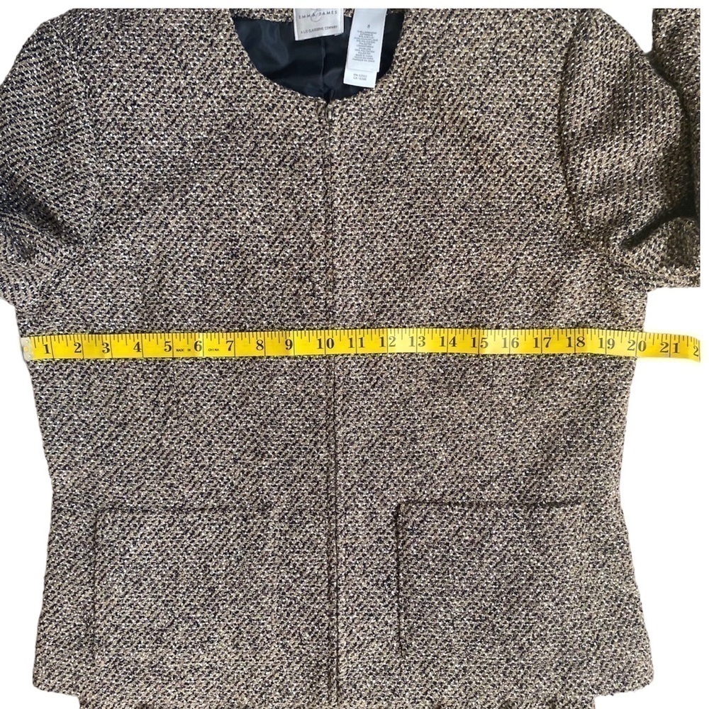 EMMA & JAMES Liz Claiborne Tweed Skirt and Jacket Suit Tan Black Women Size 8 - Picture 9 of 16